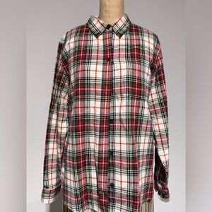 L.L. Bean Multicolor Plaid 100% Cotton Flannel Button down Shirt